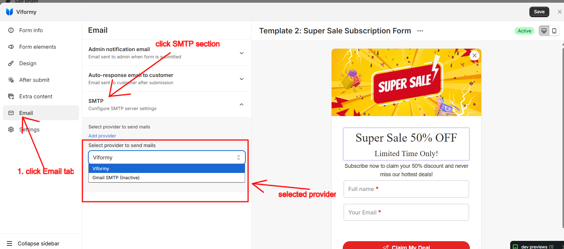 smtp setup 1