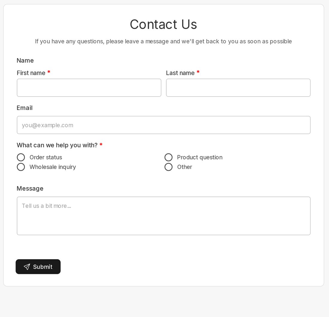 Form preview before the customer answers